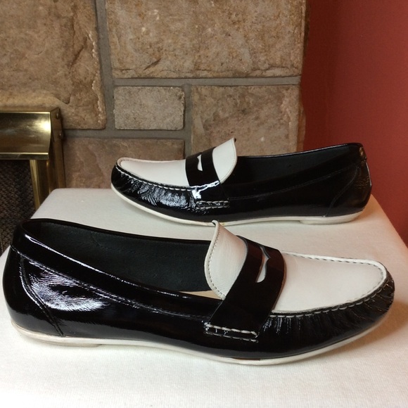 cole haan black and white loafers